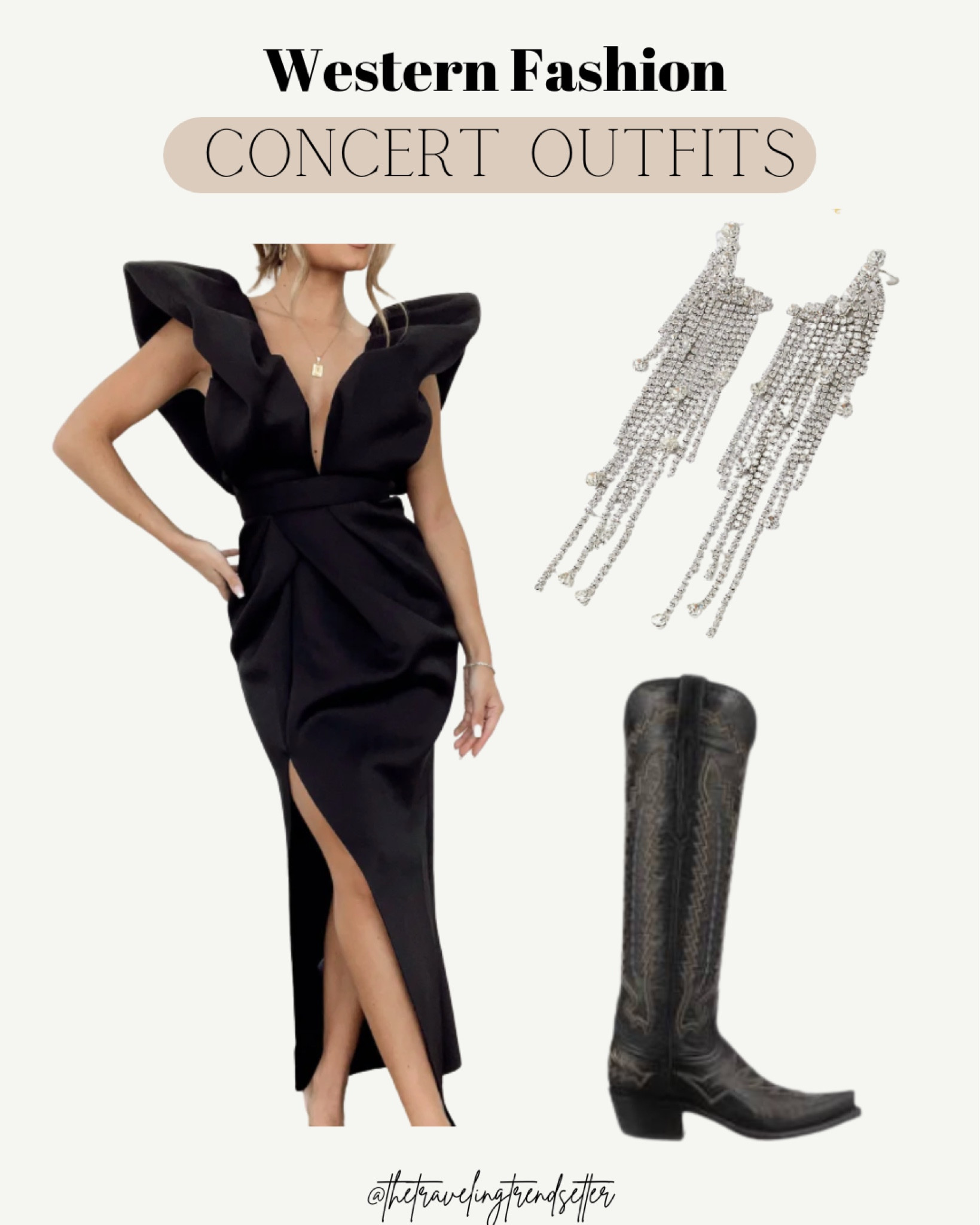 formal dress with cowboy boots